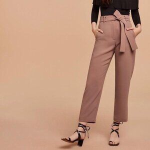 Wilfred Jallade Pant Crepe - Tie-Front Belted High Rise Trousers in camel